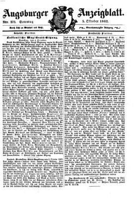 Augsburger Anzeigeblatt Sonntag 5. Oktober 1862