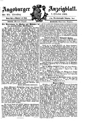 Augsburger Anzeigeblatt Dienstag 7. Oktober 1862