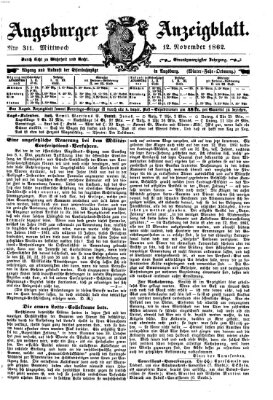 Augsburger Anzeigeblatt Mittwoch 12. November 1862