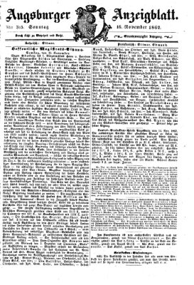 Augsburger Anzeigeblatt Sonntag 16. November 1862