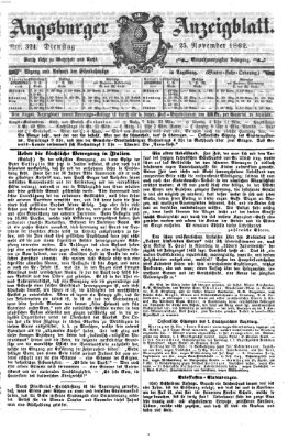 Augsburger Anzeigeblatt Dienstag 25. November 1862