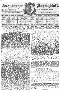 Augsburger Anzeigeblatt Mittwoch 26. November 1862