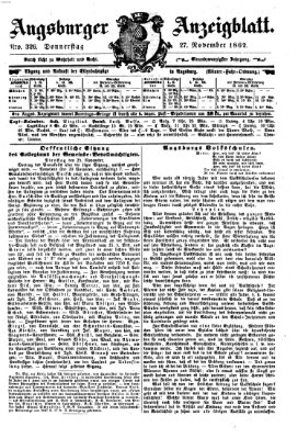 Augsburger Anzeigeblatt Donnerstag 27. November 1862