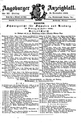 Augsburger Anzeigeblatt Freitag 28. November 1862