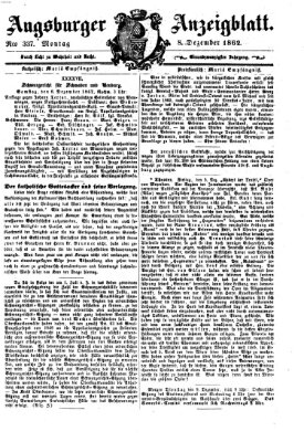 Augsburger Anzeigeblatt Montag 8. Dezember 1862