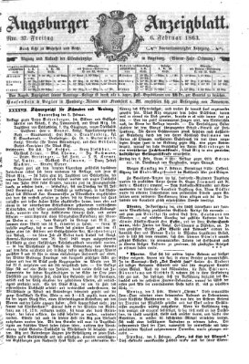 Augsburger Anzeigeblatt Freitag 6. Februar 1863