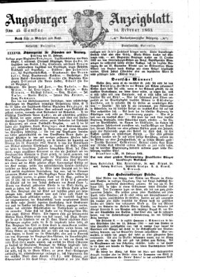 Augsburger Anzeigeblatt Samstag 14. Februar 1863