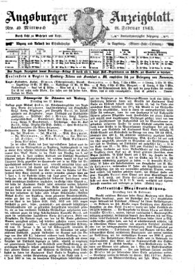 Augsburger Anzeigeblatt Mittwoch 18. Februar 1863