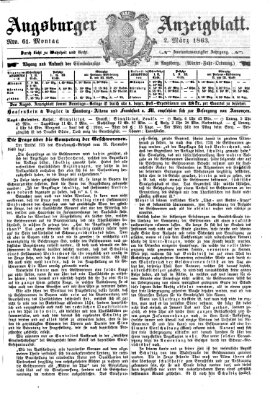 Augsburger Anzeigeblatt Montag 2. März 1863