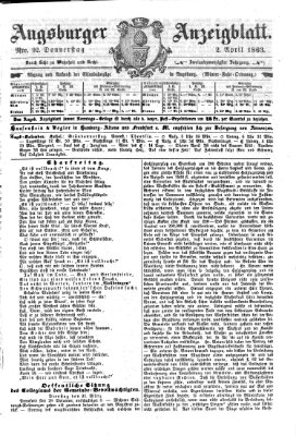 Augsburger Anzeigeblatt Donnerstag 2. April 1863