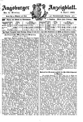 Augsburger Anzeigeblatt Montag 6. April 1863