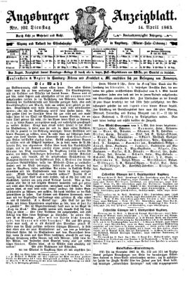 Augsburger Anzeigeblatt Dienstag 14. April 1863