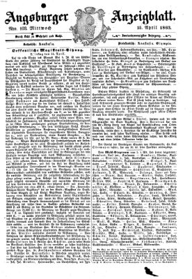 Augsburger Anzeigeblatt Mittwoch 15. April 1863