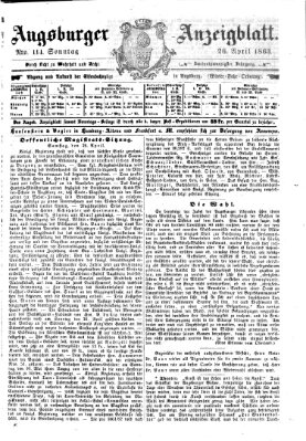 Augsburger Anzeigeblatt Sonntag 26. April 1863