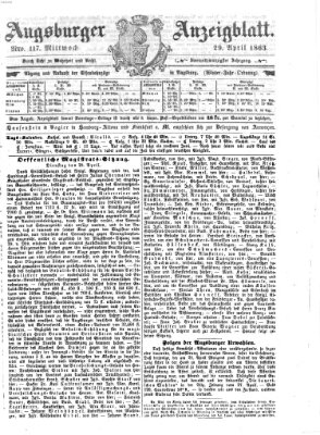 Augsburger Anzeigeblatt Mittwoch 29. April 1863