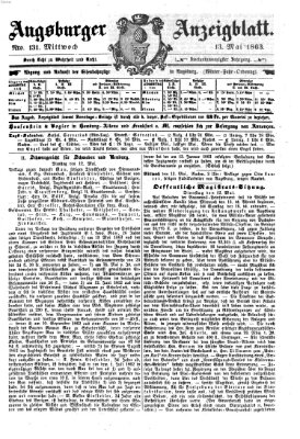 Augsburger Anzeigeblatt Mittwoch 13. Mai 1863