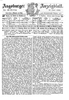 Augsburger Anzeigeblatt Freitag 19. Juni 1863