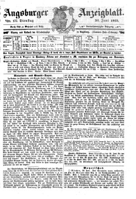 Augsburger Anzeigeblatt Dienstag 30. Juni 1863