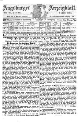 Augsburger Anzeigeblatt Samstag 4. Juli 1863