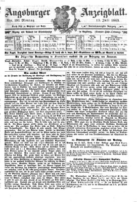 Augsburger Anzeigeblatt Montag 13. Juli 1863