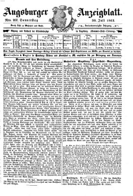 Augsburger Anzeigeblatt Donnerstag 30. Juli 1863