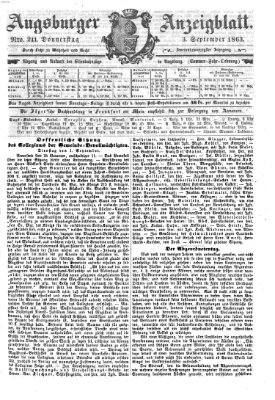 Augsburger Anzeigeblatt Donnerstag 3. September 1863