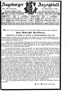 Augsburger Anzeigeblatt Sonntag 27. September 1863