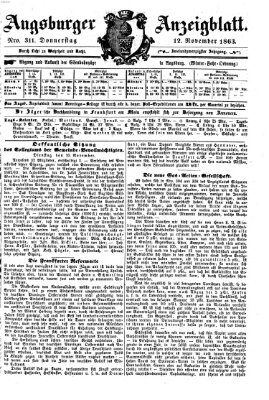 Augsburger Anzeigeblatt Donnerstag 12. November 1863