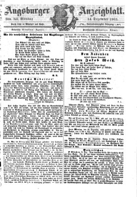 Augsburger Anzeigeblatt Montag 14. Dezember 1863