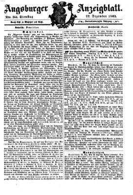 Augsburger Anzeigeblatt Dienstag 22. Dezember 1863