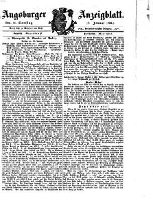 Augsburger Anzeigeblatt Samstag 16. Januar 1864