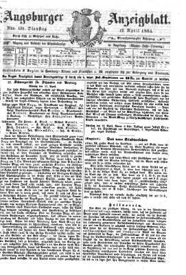 Augsburger Anzeigeblatt Dienstag 12. April 1864