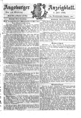 Augsburger Anzeigeblatt Sonntag 2. Juli 1865