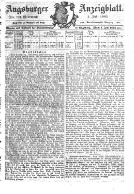 Augsburger Anzeigeblatt Mittwoch 5. Juli 1865