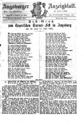 Augsburger Anzeigeblatt Sonntag 16. Juli 1865