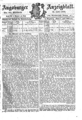 Augsburger Anzeigeblatt Mittwoch 26. Juli 1865