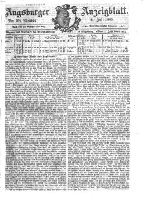 Augsburger Anzeigeblatt Montag 31. Juli 1865