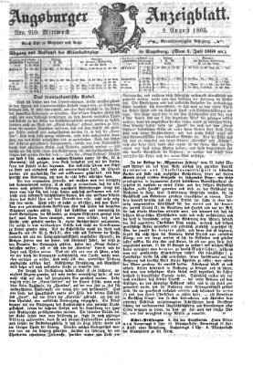 Augsburger Anzeigeblatt Mittwoch 2. August 1865