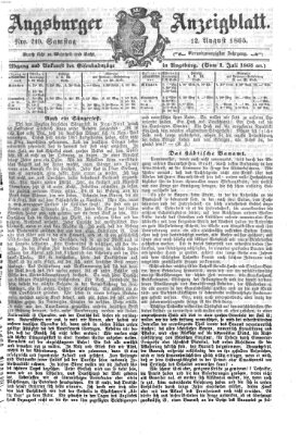 Augsburger Anzeigeblatt Samstag 12. August 1865