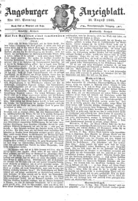 Augsburger Anzeigeblatt Sonntag 20. August 1865