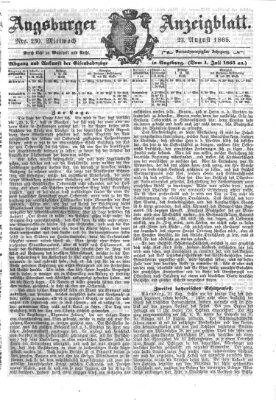 Augsburger Anzeigeblatt Mittwoch 23. August 1865