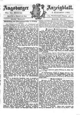 Augsburger Anzeigeblatt Sonntag 3. September 1865