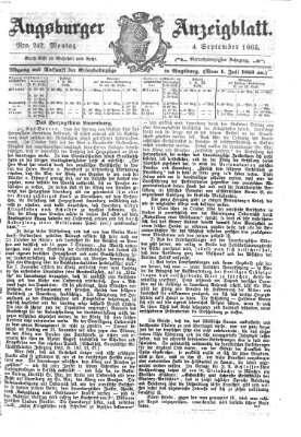 Augsburger Anzeigeblatt Montag 4. September 1865