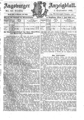 Augsburger Anzeigeblatt Dienstag 5. September 1865