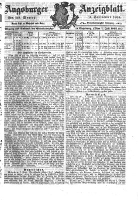 Augsburger Anzeigeblatt Montag 11. September 1865