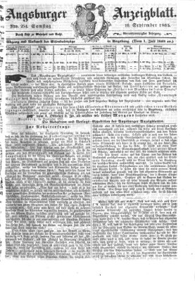 Augsburger Anzeigeblatt Samstag 16. September 1865