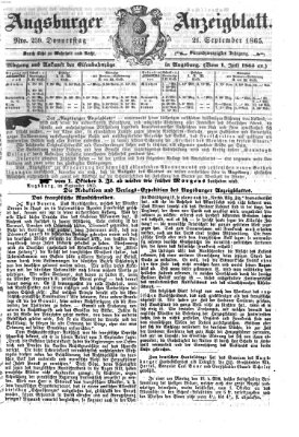 Augsburger Anzeigeblatt Donnerstag 21. September 1865