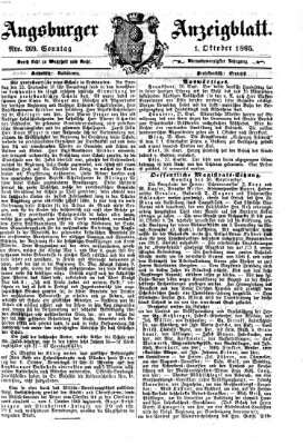 Augsburger Anzeigeblatt Sonntag 1. Oktober 1865