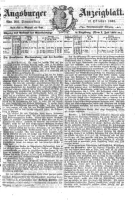 Augsburger Anzeigeblatt Donnerstag 12. Oktober 1865