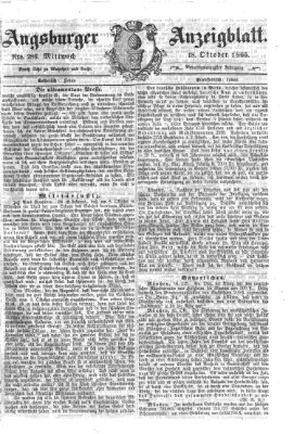 Augsburger Anzeigeblatt Mittwoch 18. Oktober 1865